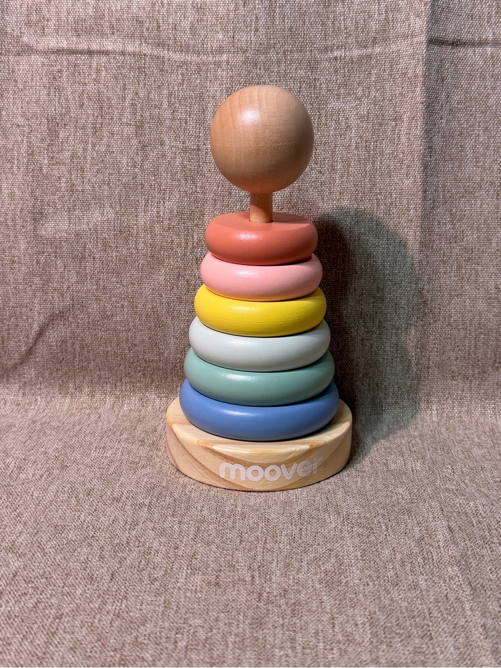 Moover Toys Wooden Stacking Ring Tower Pastel Danish Design Montessori Toy